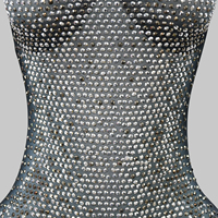 Combinaison de scène gris ombré avec strass argentés pour femme, manches longues, épaulettes rembourrées, manches gants, costume de danse pour concert