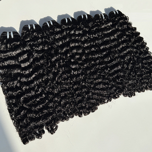 Raw Burmese Curly <b>Human</b> Hair Bundles Natural Color Tight Curl Texture Double Weft Full Ends For <b>Wig</b> Makers Salon Use - Product Image 1