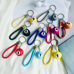 Juego de Llaveros de Bolas de Billar Miniatura <span class=keywords><strong>con</strong></span> Números del 1 al 9 y Correas de Muñeca Trenzadas de Colores para Aficionados al Billar y Decoración de Bolsos - Product Image 1