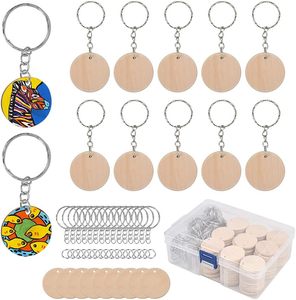 ערכת מחזיקי מפתחות מעץ לא גמור של PAFU <span class=keywords><strong>DIY</strong></span> עם קופסת אחסון - Product Image 1