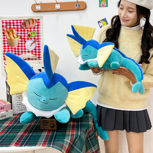 Peluche Pokémon <span class=keywords><strong>Vaporeon</strong></span> adorable en position couchée, jouet en peluche Eevee, coussin de sommeil pour garçons et filles, poupée en tissu, cadeau d'anniversaire - Product Image 1