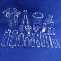 HaiChuan JGS2 Frasco de fondo de 3 cuellos de sílice fundida SiO2 de alta pureza transparente, 400 mesh (38m), para uso en laboratorio de semiconductores, tolerante a ácidos