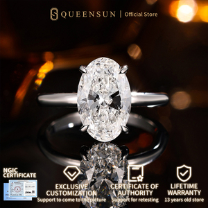 Bague de fiançailles de luxe IGI 5 carats en or blanc 18 carats avec diamant de laboratoire taille ovale D VS pour femme, bande ouverte double rangée <span class=keywords><strong>solitaire</strong></span> - Product Image 5