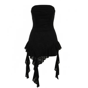 <b>Sexy</b> drawstring layered irregular camisole lace dress with a design sense elegant waistline slimming <b>short</b> <b>skirt</b> - Product Image 6