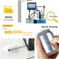 Imprimante à jet d'encre automatique industrielle en ligne, machine de codage par lots, date d'expiration, heures, texte variable, code QR, logo, code-barres
