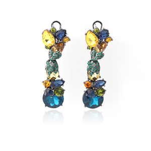 Nueva joyería de moda flor de la aleación parte de cristal de colores piedras <span class=keywords><strong>hematita</strong></span> bronce chapado en pendientes para - Product Image 1