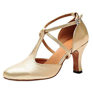 Zapatos de Baile Latino Negros con Correa en T y Tacón Grueso para Mujer, Suela de Gamuza Suave para Chachachá, Vals y Tango - Product Image 5