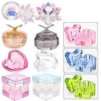 Qianya 2 en 1 ongles Dappen plat papillon coeur fleur forme acrylique poudre liquide bonbons bijoux ongles tasse conteneur OEM
