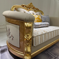 Ensemble de canapés de salon de luxe classique antique royal en bois massif sculpté à la main, doré, style baroque rococo, pour villa et manoir
