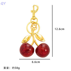 QY 3D Cherry Fruit Shaped <b>Key</b> <b>Ring</b> Personalized <b>Bag</b> Pendant Car <b>Key</b> Ornament Fashion Ladies <b>Bag</b> Charm - Product Image 5