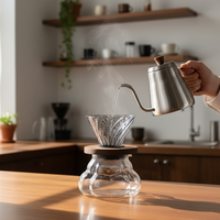 Coupe à café en verre borosilicaté haute qualité, avec système de filtration, design épuré, idéal pour la maison.