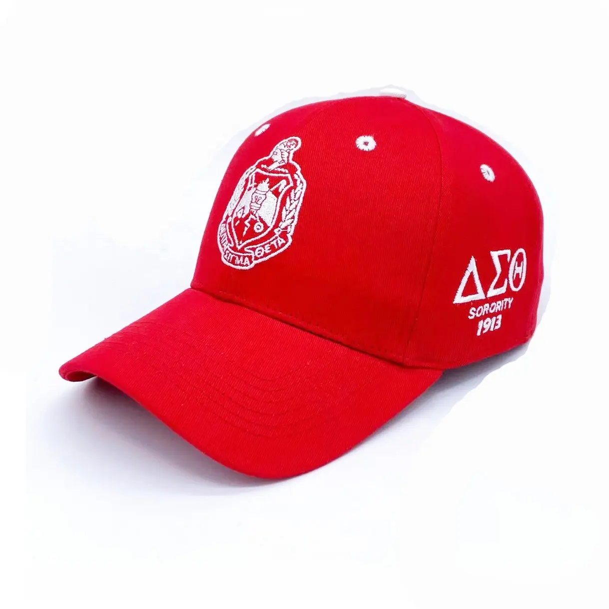 2023 Good quality greek sorority letters Hat bEmbroidery Logo Red Color DST Baseball Hat