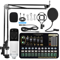 Interface audio professionnelle, carte son et mixeur avec ensemble de microphone BM800 pour ordinateur, karaoké, diffusion en direct et enregistrement