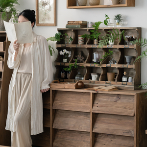 Farmhouse Rustic <strong>Pine</strong> Wood Display <strong>Corner</strong> Ladder Retro Solid Wooden Plant Storage Stand <strong>Shelf</strong> for Living Room - Product Image 4