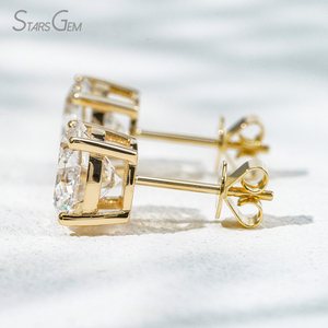 Envío Rápido, Juego de Aretes de Oro Sólido de 10k con Diamantes de Laboratorio Sueltos, Corte Redondo DEF VS de 0.5ct y 1ct, con 4 Puntas - Product Image 4