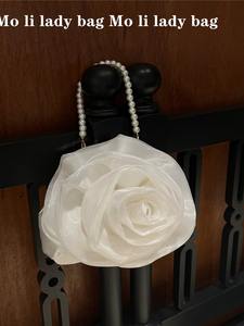 New Style <b>Vintage</b> Pearl Camellia Bride Wedding Bag Banquet Evening <b>Purse</b> Fairy Crossbody Small Round Handbag - Product Image 4