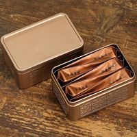 Boîtes en métal rectangulaires gaufrées pour l'emballage de 100g de thé ou de biscuits, conteneur d'emballage alimentaire