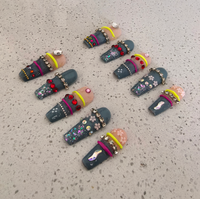 Kit de Nail Art DIY 100% Fait Main – 10 Faux Ongles Acryliques à Presser, Designs Variés pour Doigts, Sélection Aléatoire
