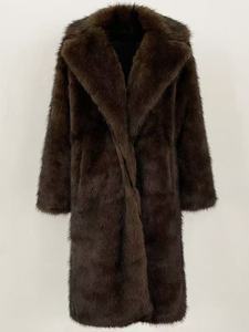 Vente flash - <span class=keywords><strong>Manteau</strong></span> long en fausse fourrure de renard de haute qualité pour femmes, coupe ample, coupe-vent, style hiver - Product Image 2