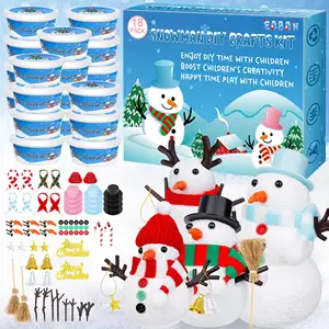 18 Piece Snowman Kit Build a Snowman Craft Kit for Kids Christmas Crafts Creative Air Dry Clay Modeling Dough Crafts Enhance