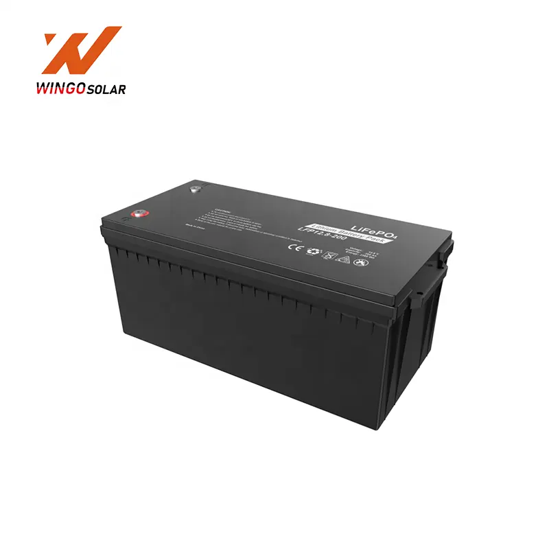 Batteria di accumulo di energia solare Wingo batteria 12V 24V litio LiFePO4 batteria 12.8V 25.6V 50Ah 150Ah 200Ah