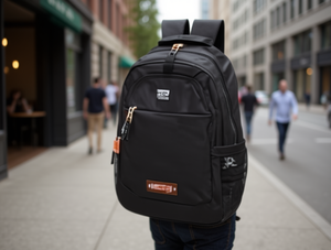 Zaino casual da uomo in poliestere con chiusura a cerniera e tasca interna per uso quotidiano - Product Image 2