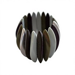 Handmade Geometric Ceramic Resin <b>Bangle</b> <b>Bracelet</b> in Black White Gray Best Quality Unisex Classic Style Party with Woman - Product Image 1