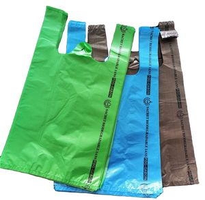 Vente chaude personnalisé HDPE bleu t-shirt sacs sacs à provisions usine sacs moins cher - Product Image 1