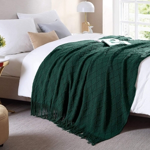 Coperte in Maglia <span class=keywords><strong>Verde</strong></span> Stile Nordico per Divano, Camera da Letto e Ufficio, Morbide e Calde con Nappe - Product Image 3