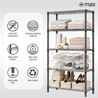 Étagère de rangement utilitaire en métal MZG OEM, fabrication chinoise, étagère à 5 niveaux en fil métallique réglable, chromée, facile à assembler pour