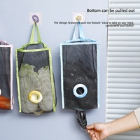 MIXWARES Organisateur de sacs en plastique pliable à suspendre en maille respirante, distributeur de sacs poubelles de cuisine avec crochet pour rangement domestique