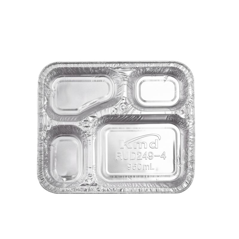 Контейнер из алюминиевой фольги с 4 отделениями для пищевых продуктов, пирога, выпечки, для дома, кухни, для использования на улице, одноразовый, экологически чистый RFE 139