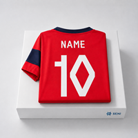 Maillot de football personnalisé rouge, blanc et bleu, respirant, à séchage rapide, anti-humidité, en polyester, pour l'été, uniforme d'équipe