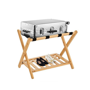 Soporte Plegable para Equipaje de Bambú con Estante para Zapatos, Soporte Estable y Duradero para Maletas, Soporte Plegable para Bolsas - Product Image 3