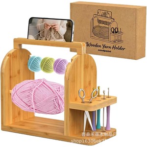 Wooden Crochet Yarn Rack With Phone Holder For Desktop Organization Durable Multipurpose <b>Wool</b> <b>Craft</b> Storage Organizer - Product Image 5
