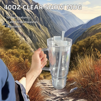 Vaso de globo de nieve de plástico transparente de doble pared de 40oz al por mayor, taza preperforada irrompible, regalos de negocios, Taza Termo