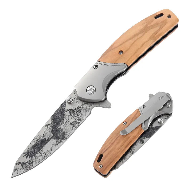 New product ideas 2022 wood handle camping survival tactical outdoor pocket folding hunting knives set