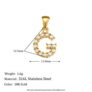 Breloques personnalisées en acier inoxydable 316L plaqué or 14K 18K PVD avec zircon et perle pour la création de bijoux - Product Image 6