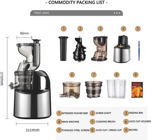 Hot Selling Electric Compact Centrifugal Juicer USB RV Compatible Lower Noise Big Mouth Design Smoothie Maker Self Cleaning - Product Image 5