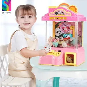 SY boneka derek cakar Mini klip mesin boneka permainan koin mainan mesin cakar koin mewah mainan cakar Mini kecil mesin cakar