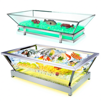 Kommerzielles Edelstahl- und Acryl-Meeresfrüchte-Eisplatten-Displayregal für Buffet-Catering Luxuriöses Kaltfood-Bankett