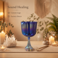 Mangkuk Kristal Kuarsa Alkimia HF untuk Penyembuhan Suara 432hz 440hz, Cawan Kristal Indigo Opaque untuk Meditasi
