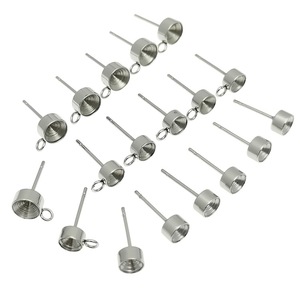 Postes para pendientes de acero inoxidable con anillas colgantes para la fabricación de pendientes, forma redonda, acabado liso, 2-10 mm, accesorios para joyería con diamantes de imitación - Product Image 1