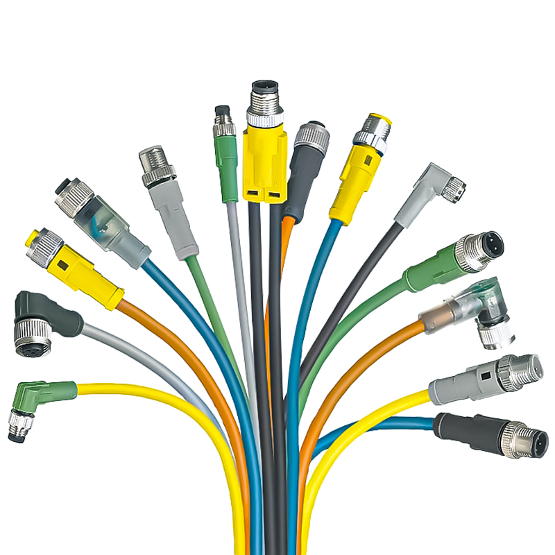 CuZn M12 Waterproof Electrical Wire Connector Angled 3 Pin Male To Female Right Angle TPU