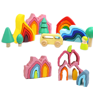 Bricolage assemblé blocs de construction Montessori blocs arc-en-ciel en bois jouet bois empilé <span class=keywords><strong>jeu</strong></span> <span class=keywords><strong>d</strong></span>'équilibre jouets éducatifs pour enfants cadeaux - Product Image 1