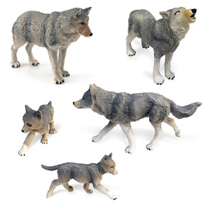Set di modelli simulati di re lupo siberiano scultura statica solida <span class=keywords><strong>Wolf</strong></span> <span class=keywords><strong>Pack</strong></span> con femmina alfa e collezione di animali selvatici di cuccioli - Product Image 2