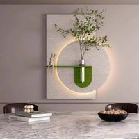 Peinture décorative moderne à texture de grès pour la maison, style vertical avec vase en verre et vase mural LED, tableaux de natures mortes