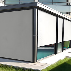 Dây kéo theo dõi điện Windproof không thấm nước Con lăn mù ngoài trời gazebo Patio ban công boong dù để che nắng PVC Rèm rèm - Product Image 2