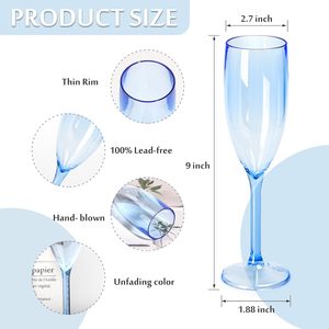 Flûtes à champagne en plastique bleu clair de 5,4 oz, <span class=keywords><strong>incassables</strong></span>, en acrylique, <span class=keywords><strong>pour</strong></span> bar à mimosa, événements extérieurs, mariages, décorations de fête - Product Image 2