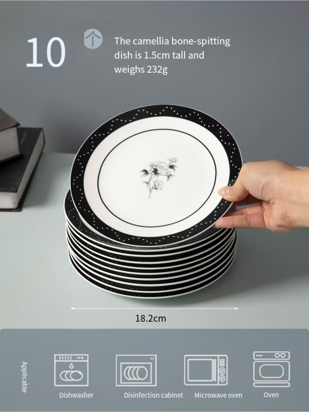 Assiette camélia noire